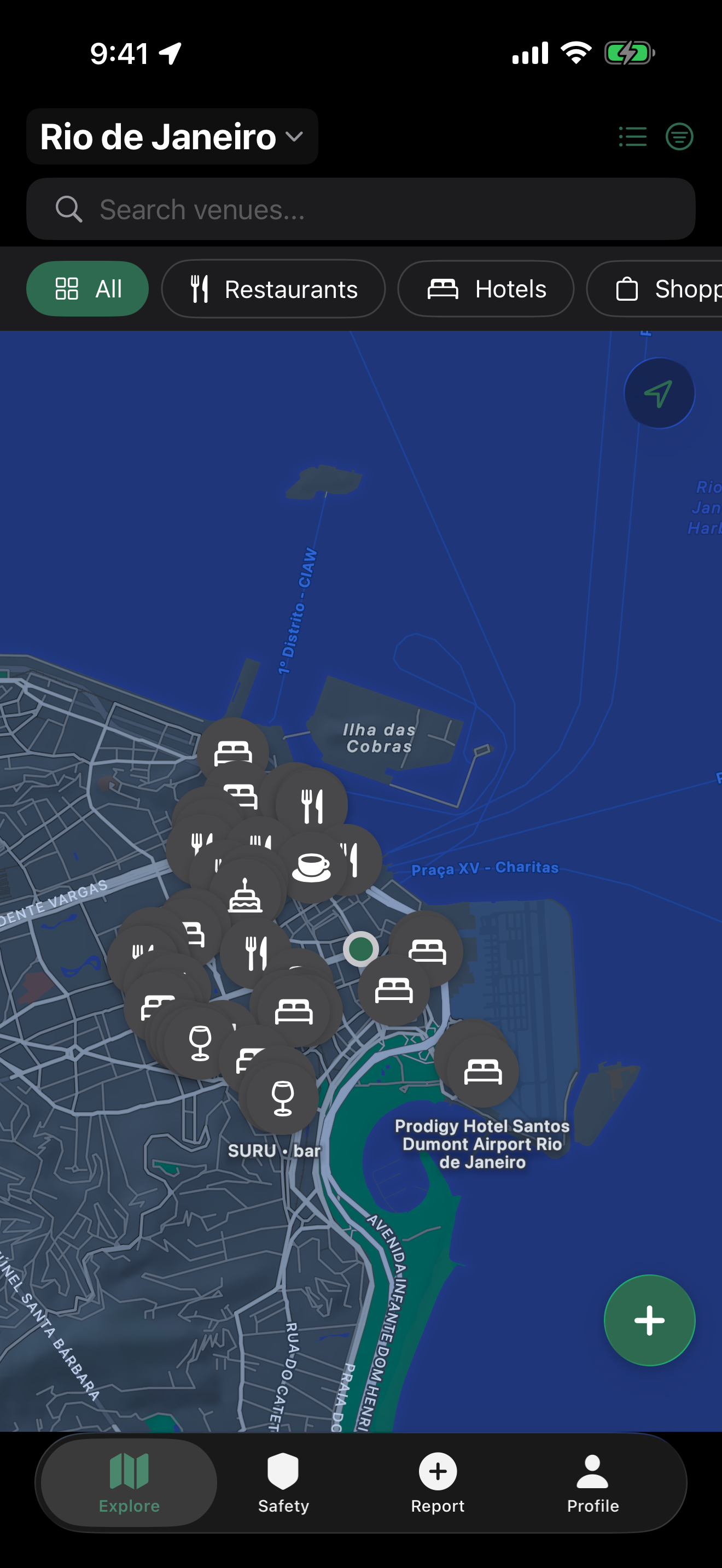 Venue map with restaurants and hotels